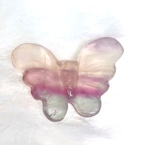 Mini Rainbow Fluorite Crystal Butterfly Carving.